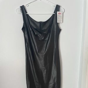 Faux leather midi dress